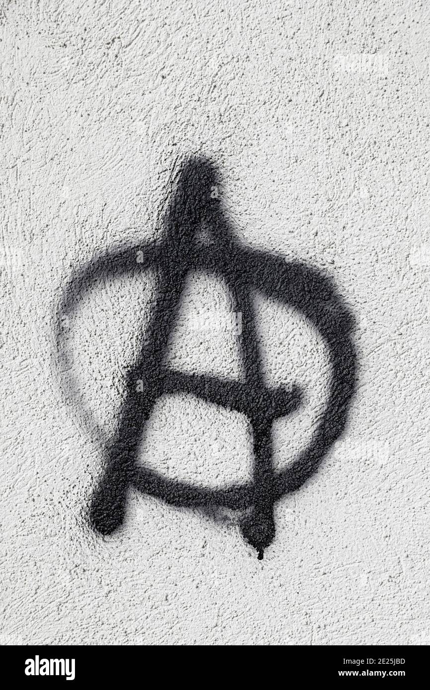 Anarchistische Symbolik. Kreise EIN Symbol ein. Frankreich. Stockfoto