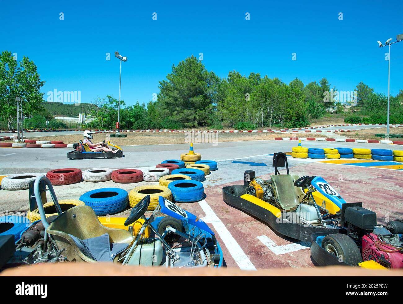 Go Karts Santa Eulalia, Ibiza, Baleares, España Stockfoto