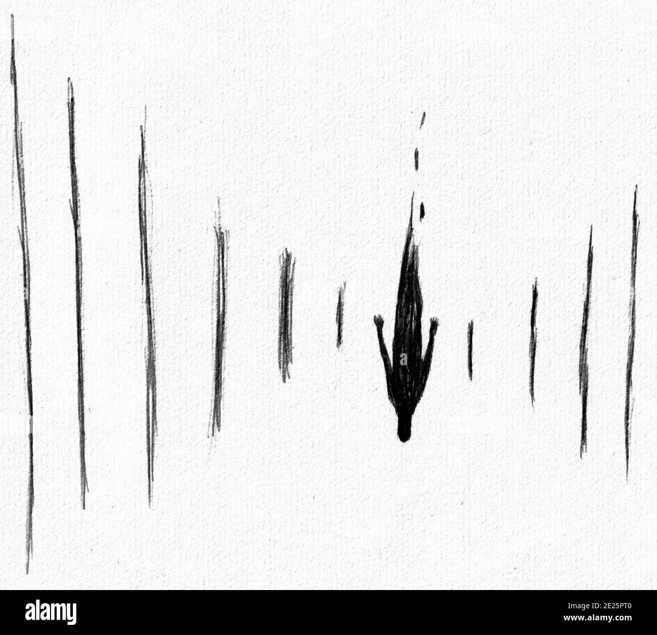 Kapstadt Südafrika - 13-08-2019 Ink style Illustration. Mans Flur der Schatten. Stockfoto