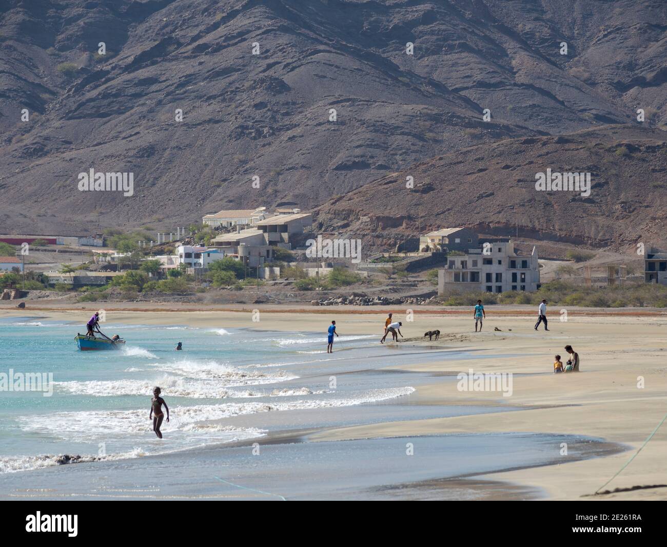 Der Strand in der Nähe von Sao Pedro. Insel Sao Vicente, Kap Verde ein Archipel im Äquatorialatlantik in Afrika. Stockfoto