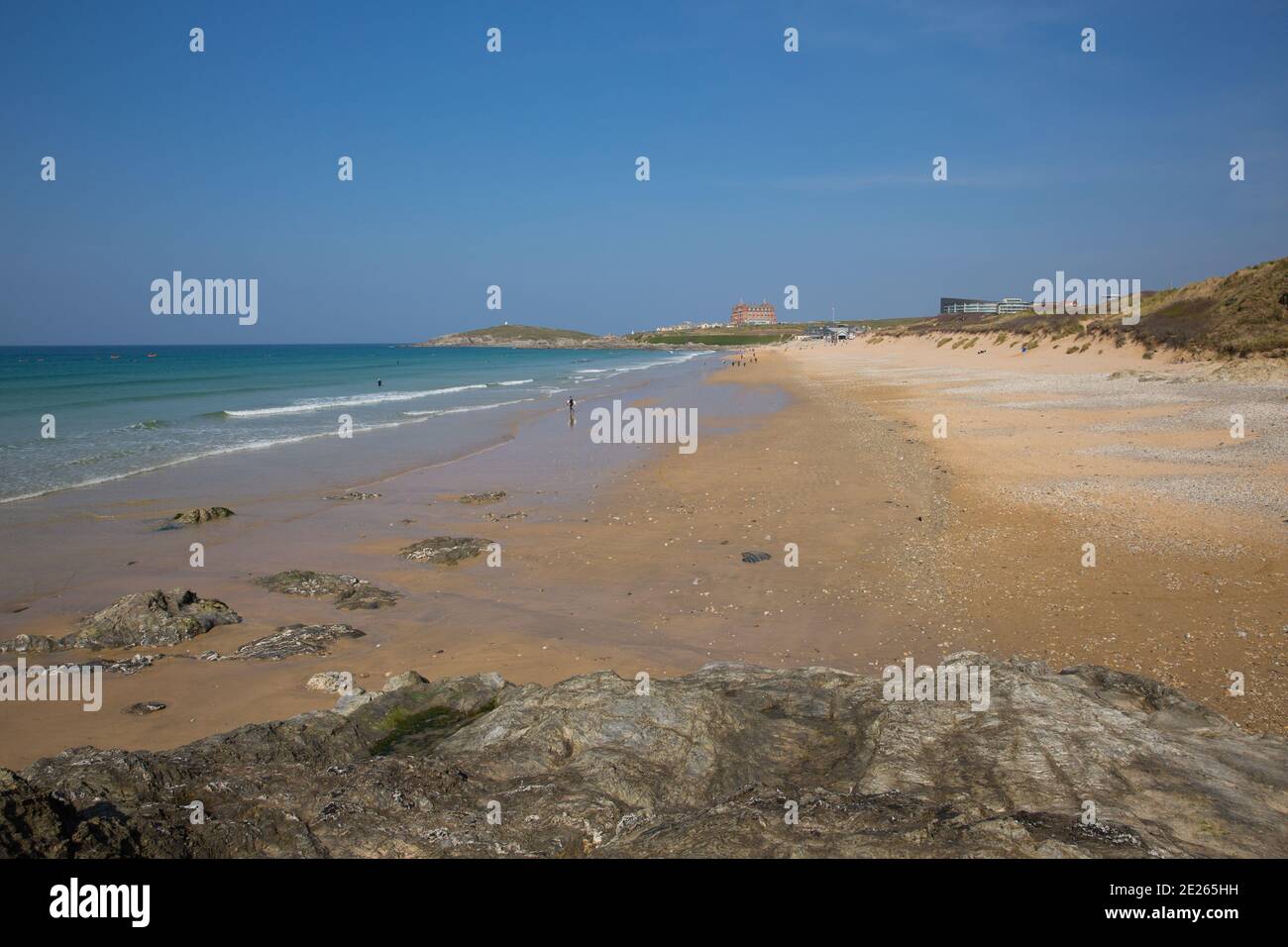 North Cornwall Newquay Beach Südwesten Englands einer der besten Surfstrände Stockfoto