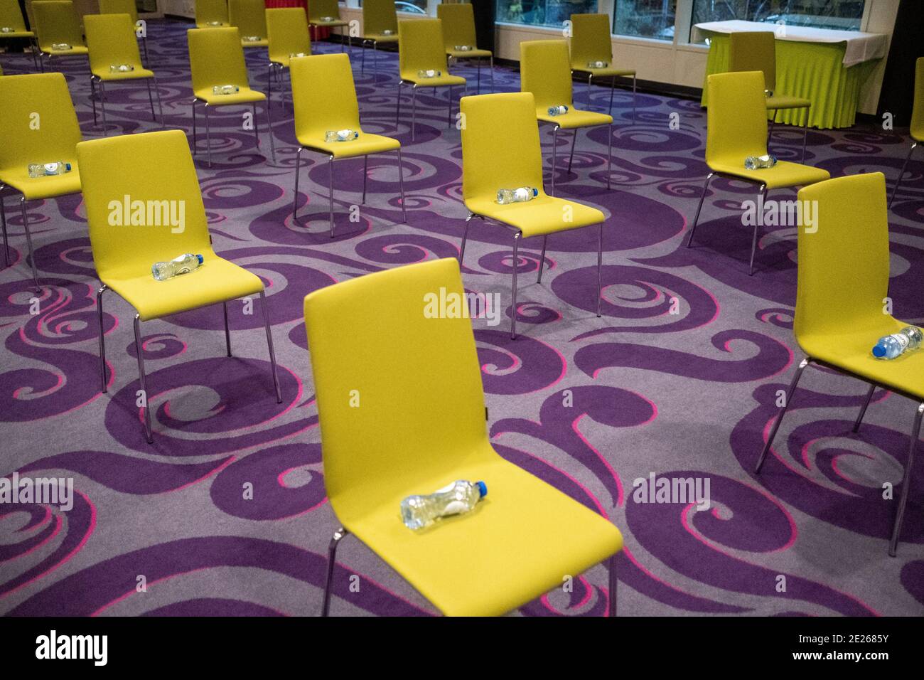 Clement Beaune, Staatssekretär für europäische Angelegenheiten beim Minister für Europa und auswärtige Angelegenheiten Frankreichs, hielt ein Briefing mit über Stockfoto