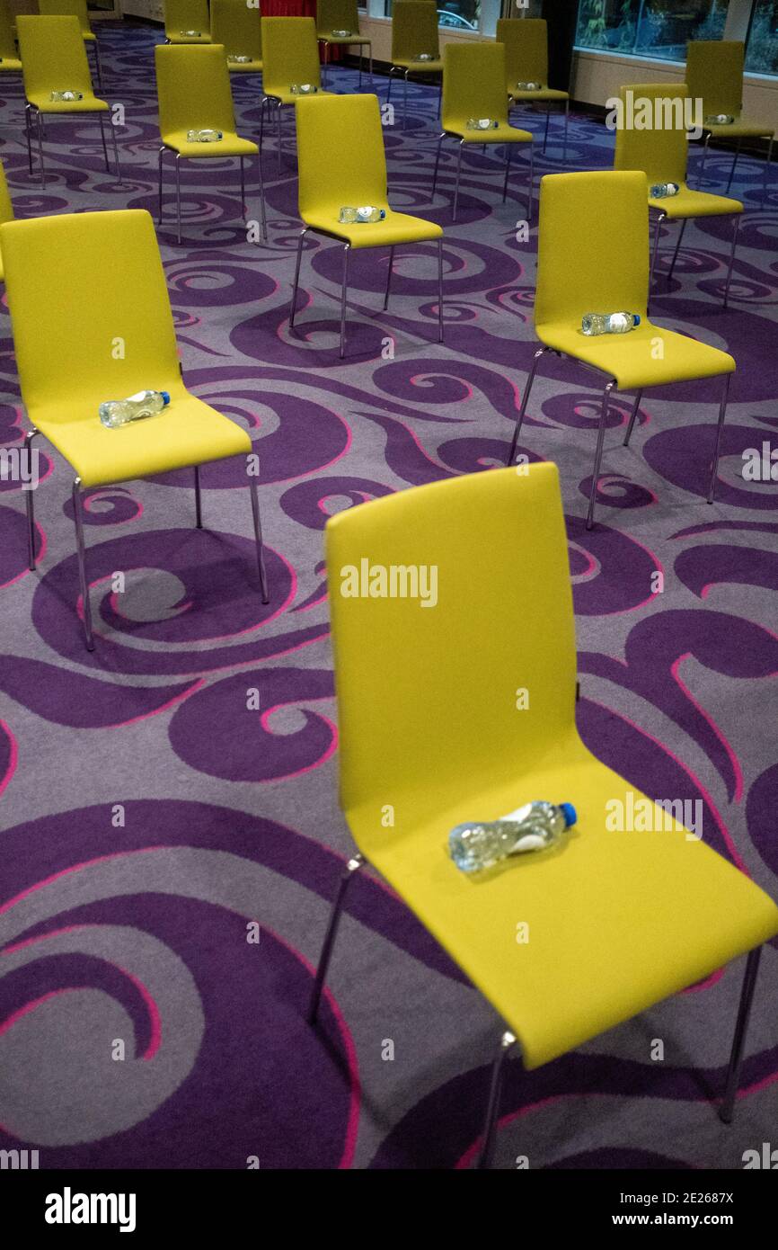 Clement Beaune, Staatssekretär für europäische Angelegenheiten beim Minister für Europa und auswärtige Angelegenheiten Frankreichs, hielt ein Briefing mit über Stockfoto