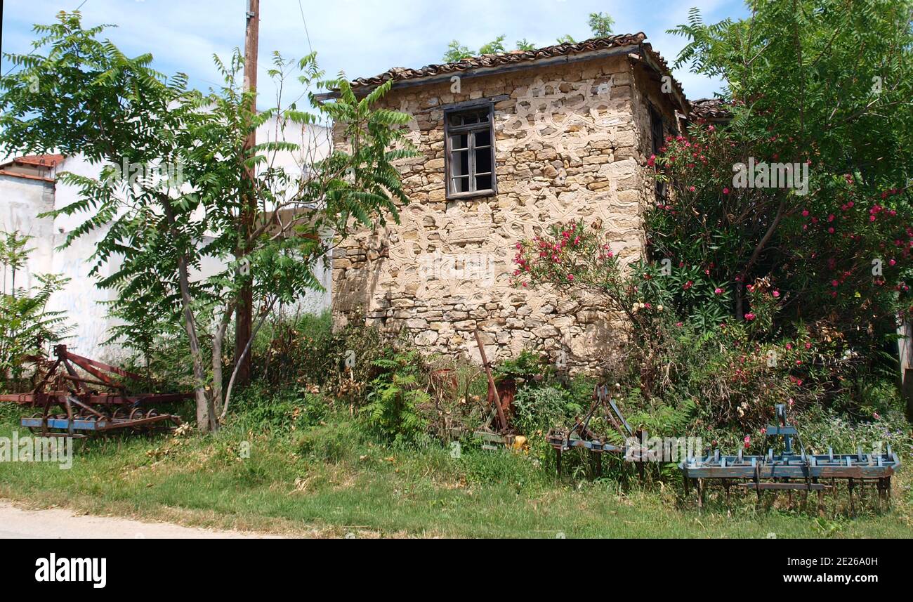 Altes Haus im Dorf lakkoma Chalkidiki Griechenland Stockfoto