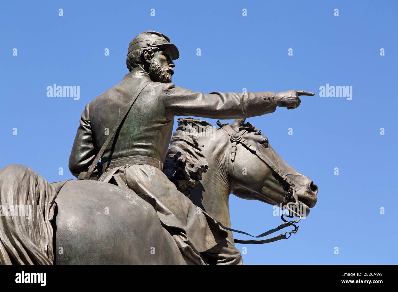 Statue von General John Fulton Reynolds (1820 - 1863) in Philadelphia, USA. Reynolds führte die Armee der Union der Potomac in die Schlacht von Gettysburg. Stockfoto