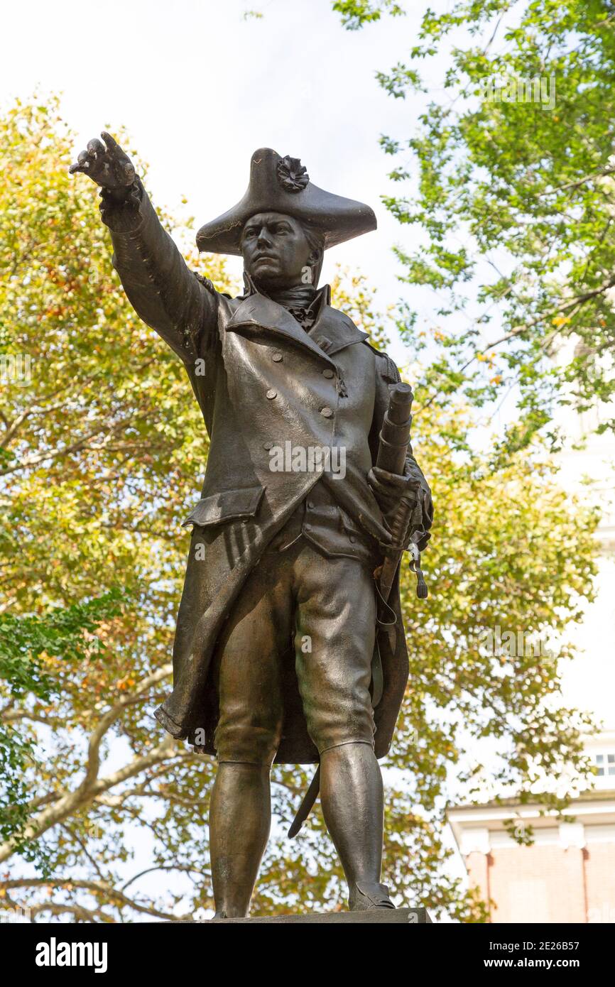 Statue von John Barry (1745-1803) in Philadelphia, USA. Stockfoto