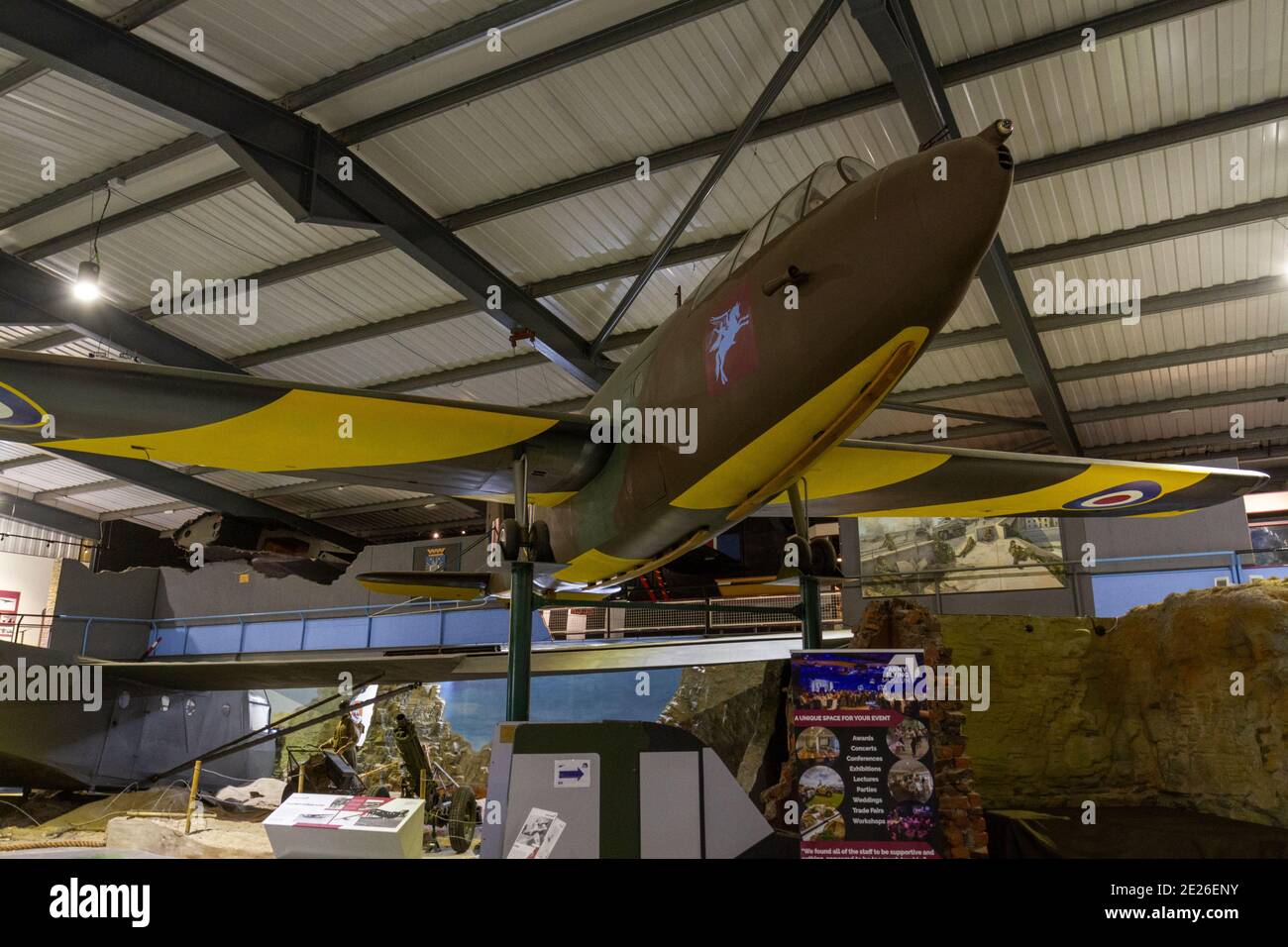 Ein General Aircraft GAL.48 Hotspur-Segelflugzeug im Army Flying Museum, einem Military Aviation Museum in Stockbridge, Hampshire, Großbritannien. Stockfoto