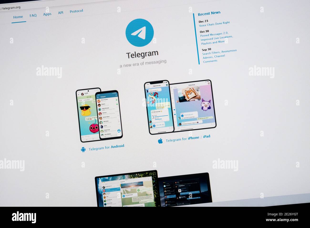 12. Januar 2021. Es wird angenommen, dass rechtsgerichtete Gruppen in den USA verschlüsselte Nachrichten auf der Kommunikations-App Telegram verwenden, um weitere Maßnahmen nach der jüngsten Gewalt im Capitol in Washington zu planen. Dies hat zur Folge, dass andere soziale Medien aufgrund von Schließung oder erhöhter Moderation nicht mehr verfügbar sind. Credit sjscreens/Alamy Stockfoto
