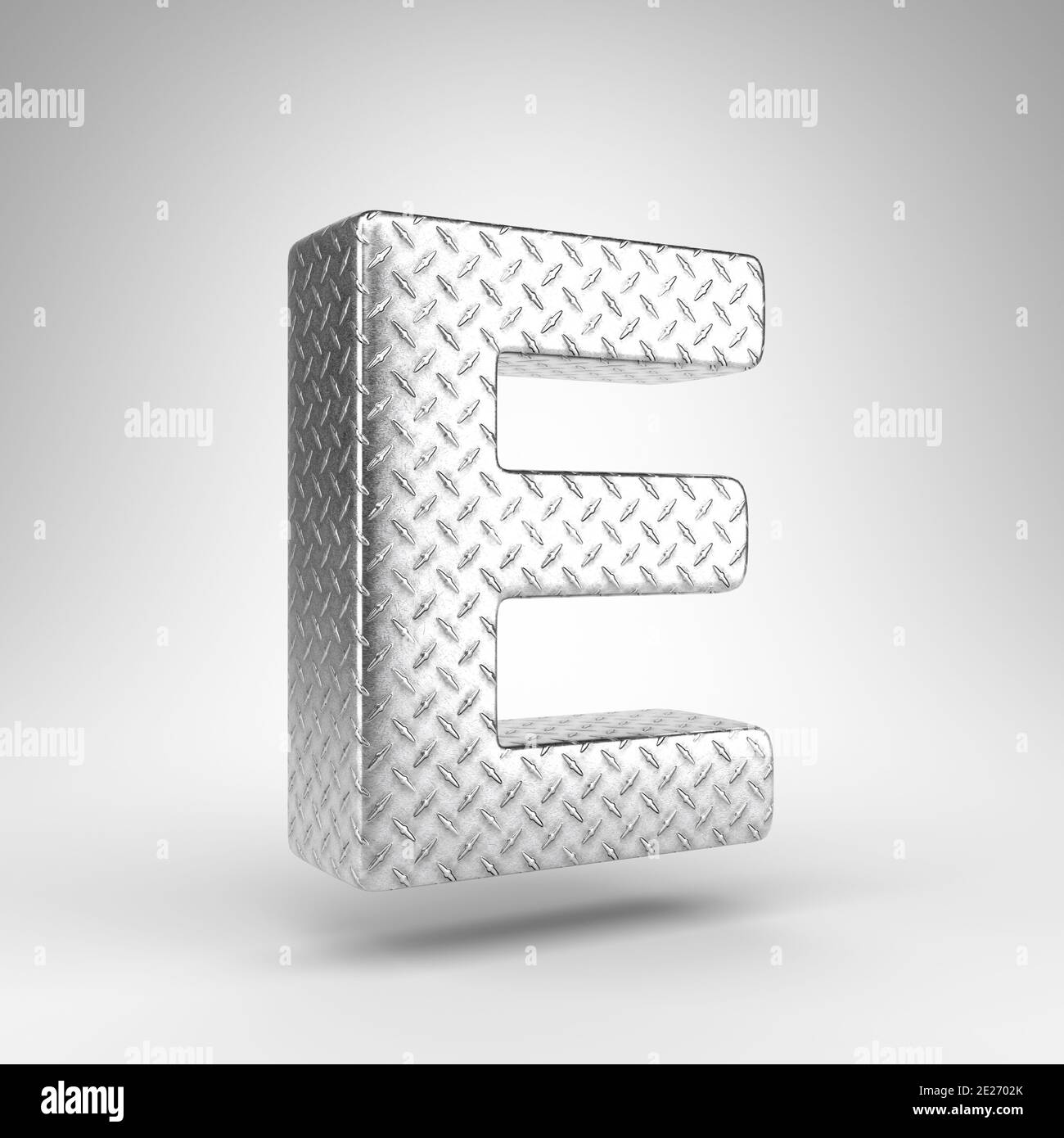 Buchstabe E in Großbuchstaben auf weißem Hintergrund. 3D-gerenderte