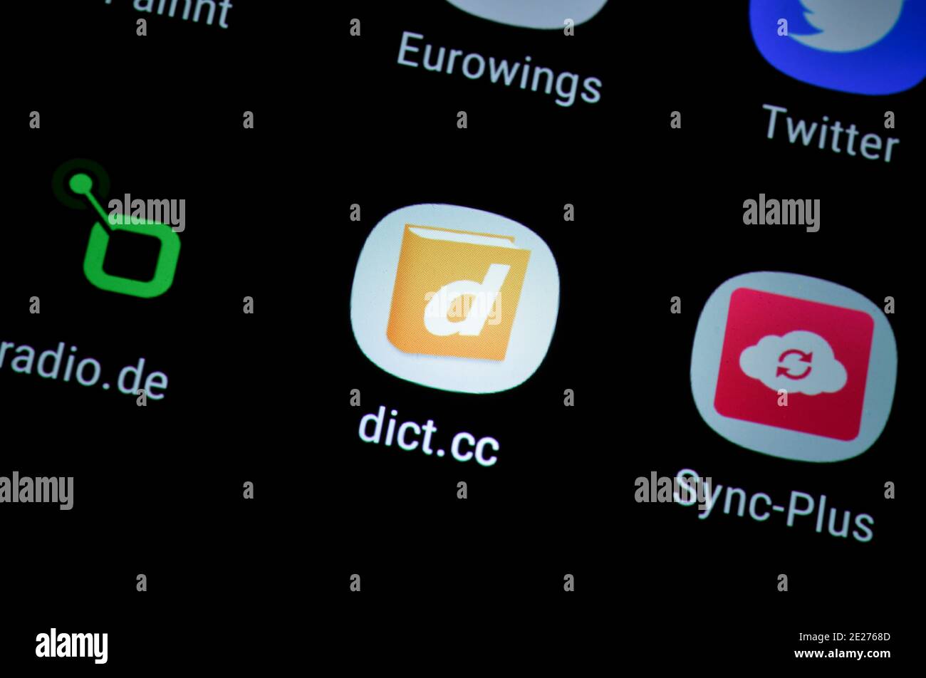 Smartphone, Display, App, dict.cc Stockfoto