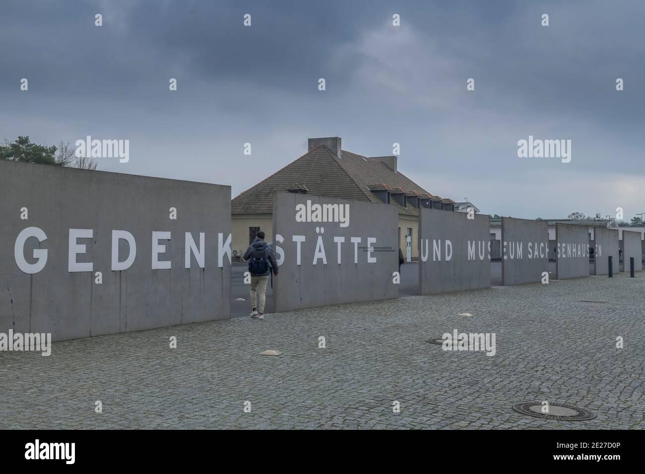 Eingang, Gedenkstätte und Museum Konzentrationslager Sachsenhausen, Oranienburg, Landkreis Oberhavel, Brandenburg, Deutschland Stockfoto