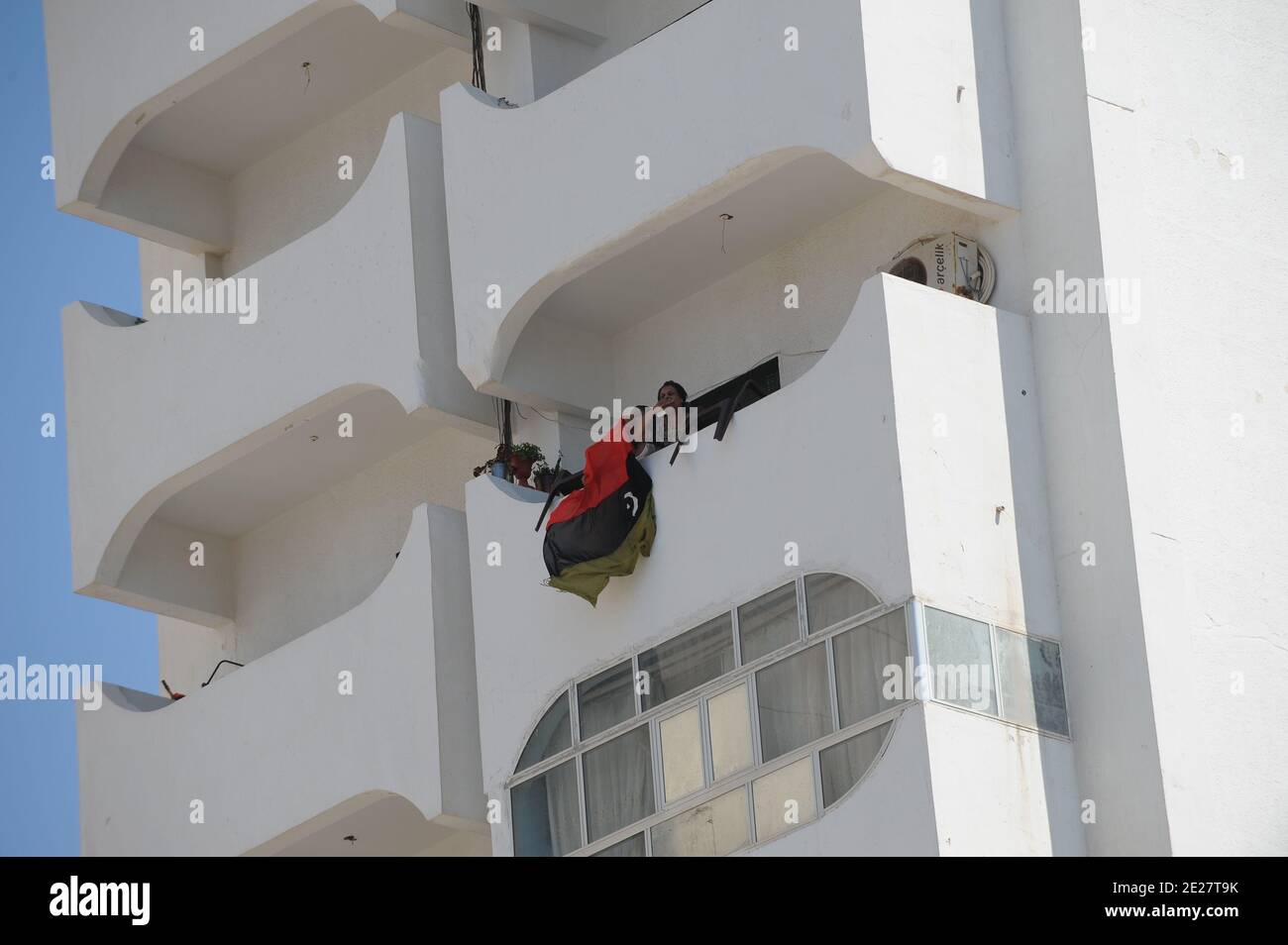 Frauen, die Rebellen der "Februarrevolution 17" unterstützen, sind am 25. August 2011 in Tripolis, Libyen, zu sehen. Foto von Ammar Abd Rabbo/ABACAPRESS.COM Stockfoto