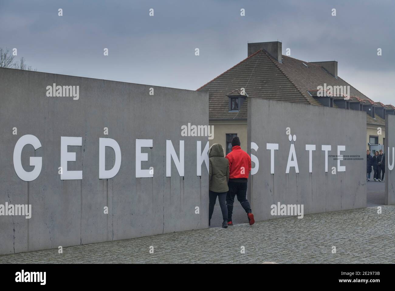 Eingang, Gedenkstätte und Museum Konzentrationslager Sachsenhausen, Oranienburg, Landkreis Oberhavel, Brandenburg, Deutschland Stockfoto