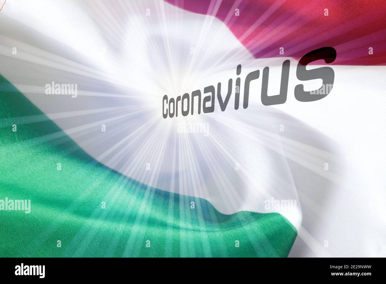Flagge Italiens und Coronavirus Covid-19 Stockfoto