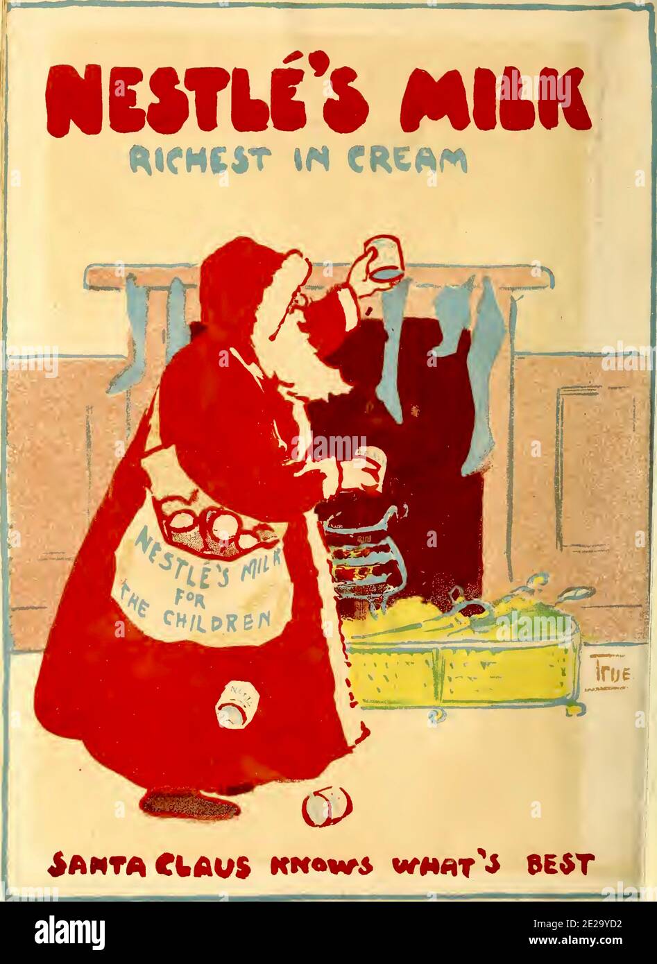 Nestles Milk - am reichsten in Creme - Vintage Poster - 1898 Stockfoto