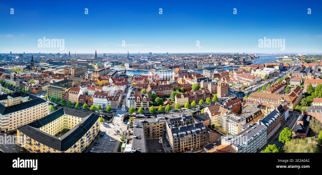 Panoramablick auf das Stadtzentrum von kopenhagen, dänemark Stockfoto