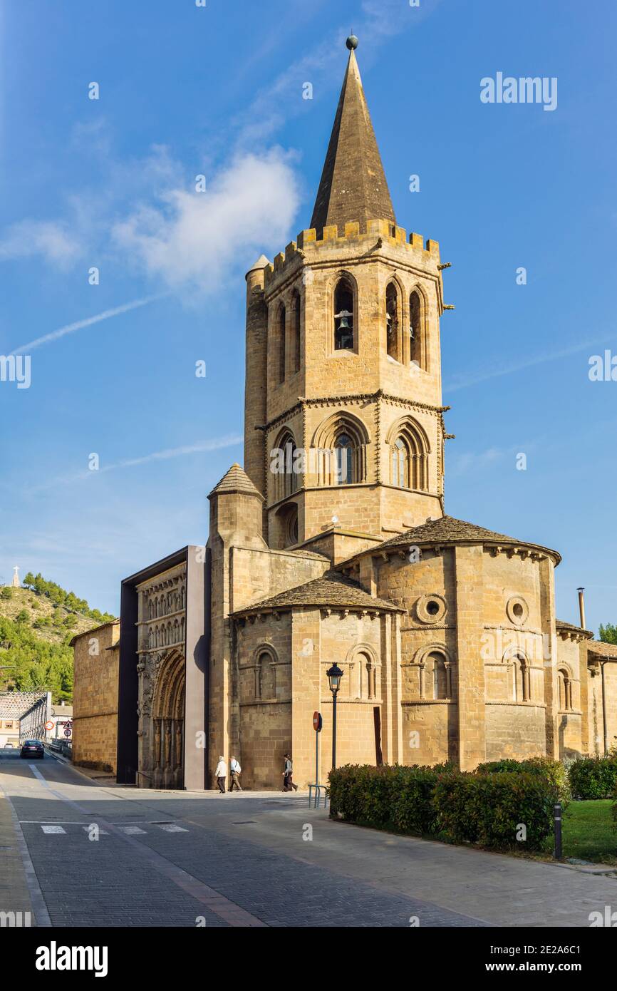 Romanisch-gotische Kirche Santa María la Real, Sangüesa - Zangoza auf Baskisch - Navarra, Spanien Stockfoto