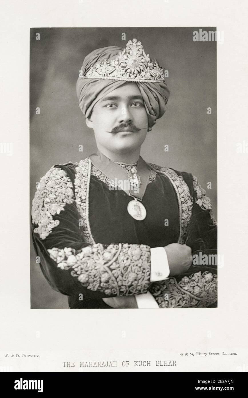 Vintage 19. Jahrhundert Foto: Maharadscha von Kuch Behar, Cooch Behar, auch bekannt als Koch Bihar, war ein fürstlicher Staat in Indien während der britischen Raj. Bild c. 1890. Stockfoto