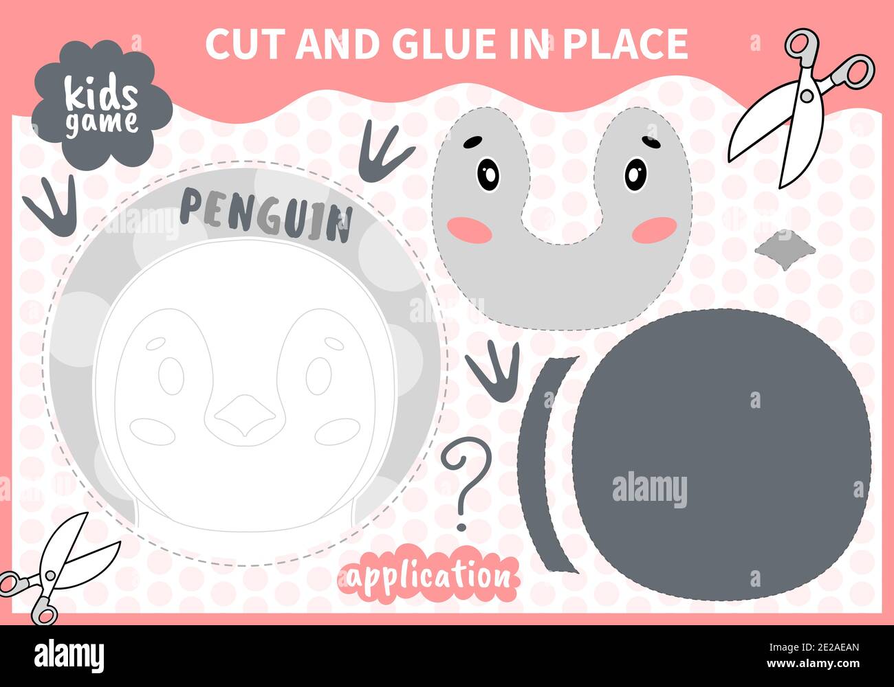 Kinder Bord Tier Spiel applique geschnitten und Kleber an Ort und Stelle Für Vorschulkinder und Grundschüler Arbeitsblätter.Seite lesen und übereinstimmen Für Kinder Stock Vektor