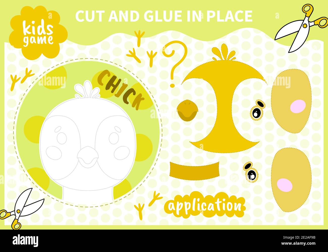 Kinder Bord Tier Spiel applique geschnitten und Kleber an Ort und Stelle Für Vorschulkinder und Grundschüler Arbeitsblätter.Seite lesen und übereinstimmen Für Kinder Stock Vektor
