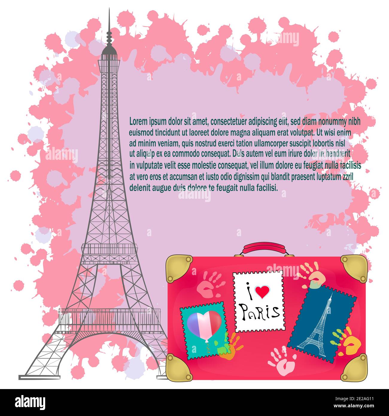 Eiffelturm und Retro-Koffer. Vektorgrafik. Stock Vektor