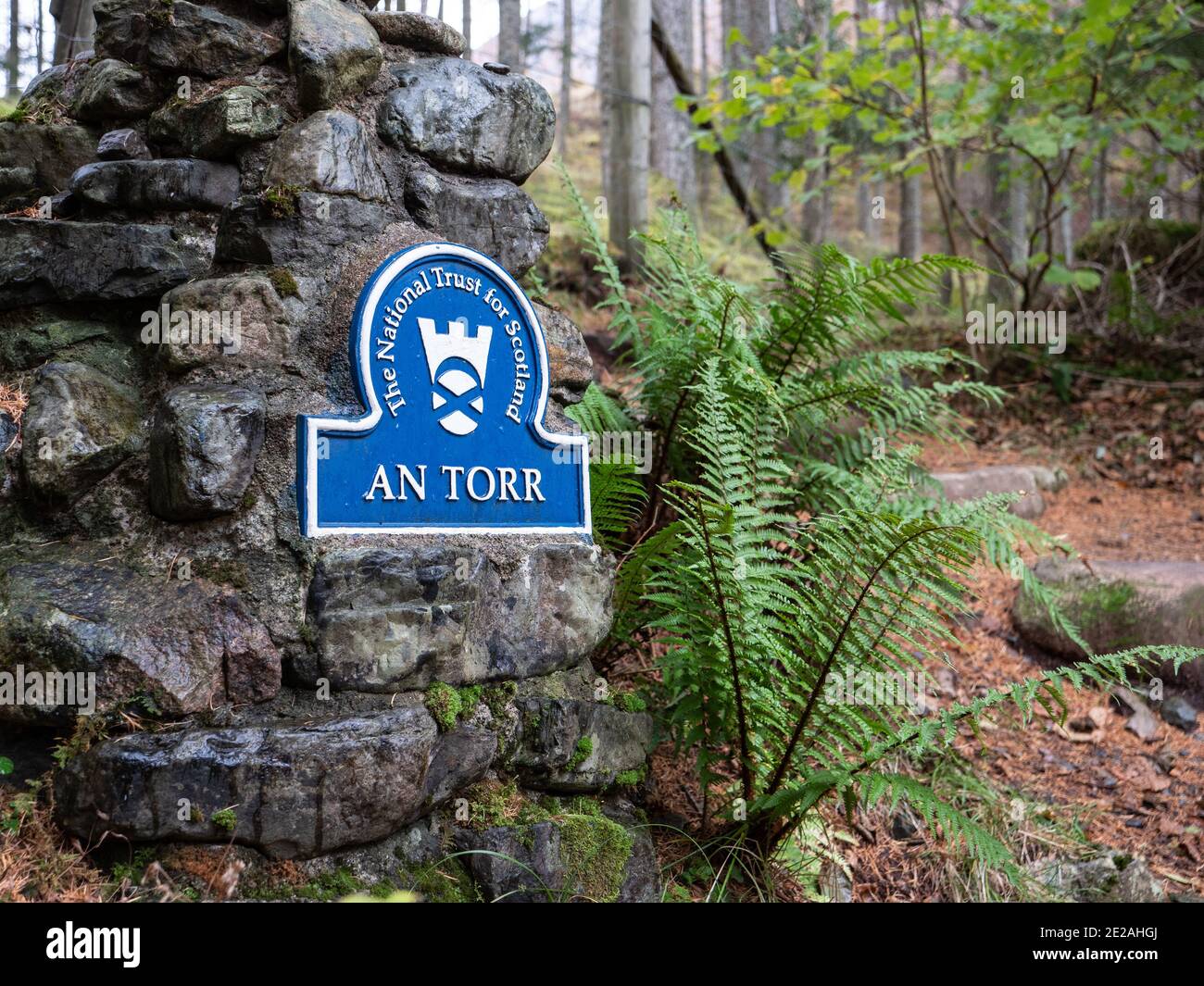 National Trust for Scotland Zeichen für einen Torr in der Nähe Signal Rock in der Nähe von Glencoe Schottland Großbritannien Stockfoto