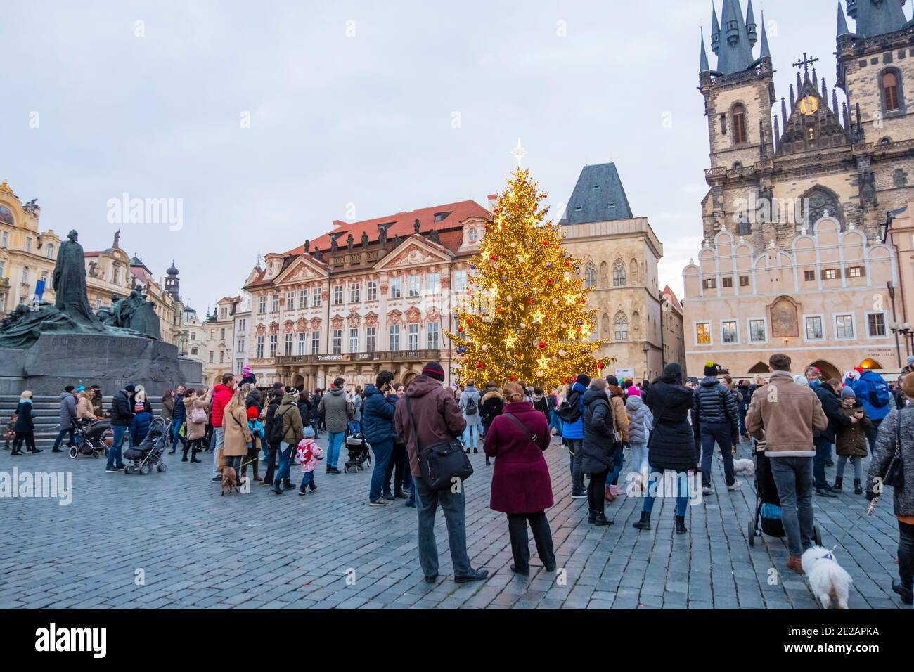Weihnachtsbaum, Altstadtplatz, Prag, Tschechische Republik Stockfoto