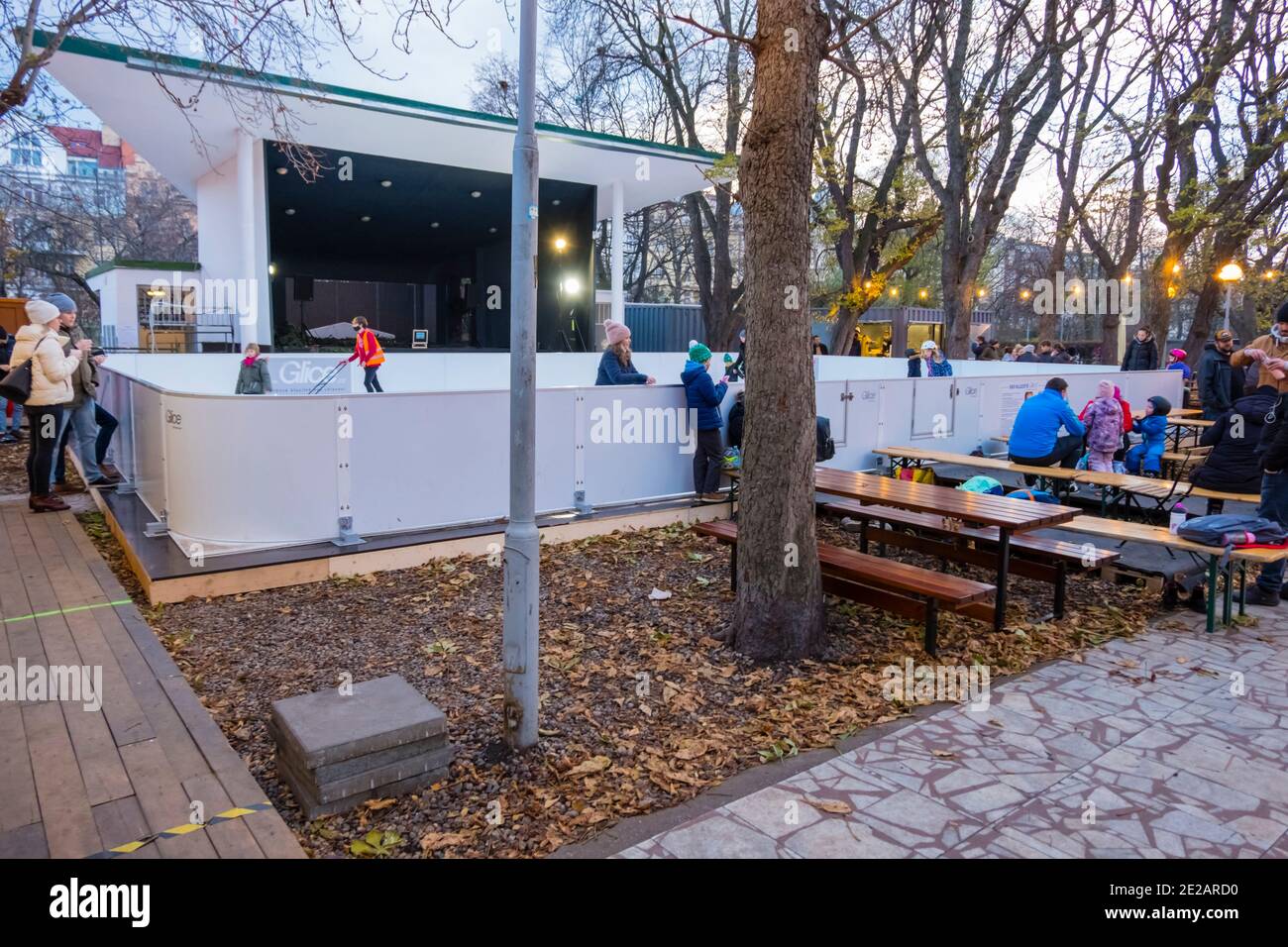 Riegrovy sady Biergarten, Vinohrady, Prag, Tschechische Republik Stockfoto