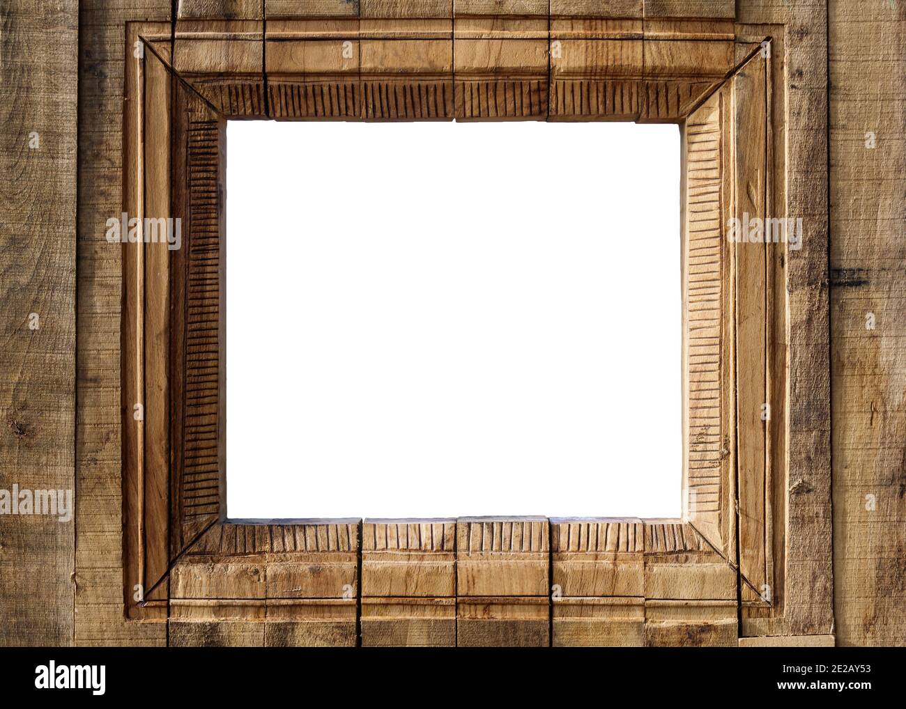 Fotokabine aus Holz im Freien mit Platz für Kopien Stockfoto