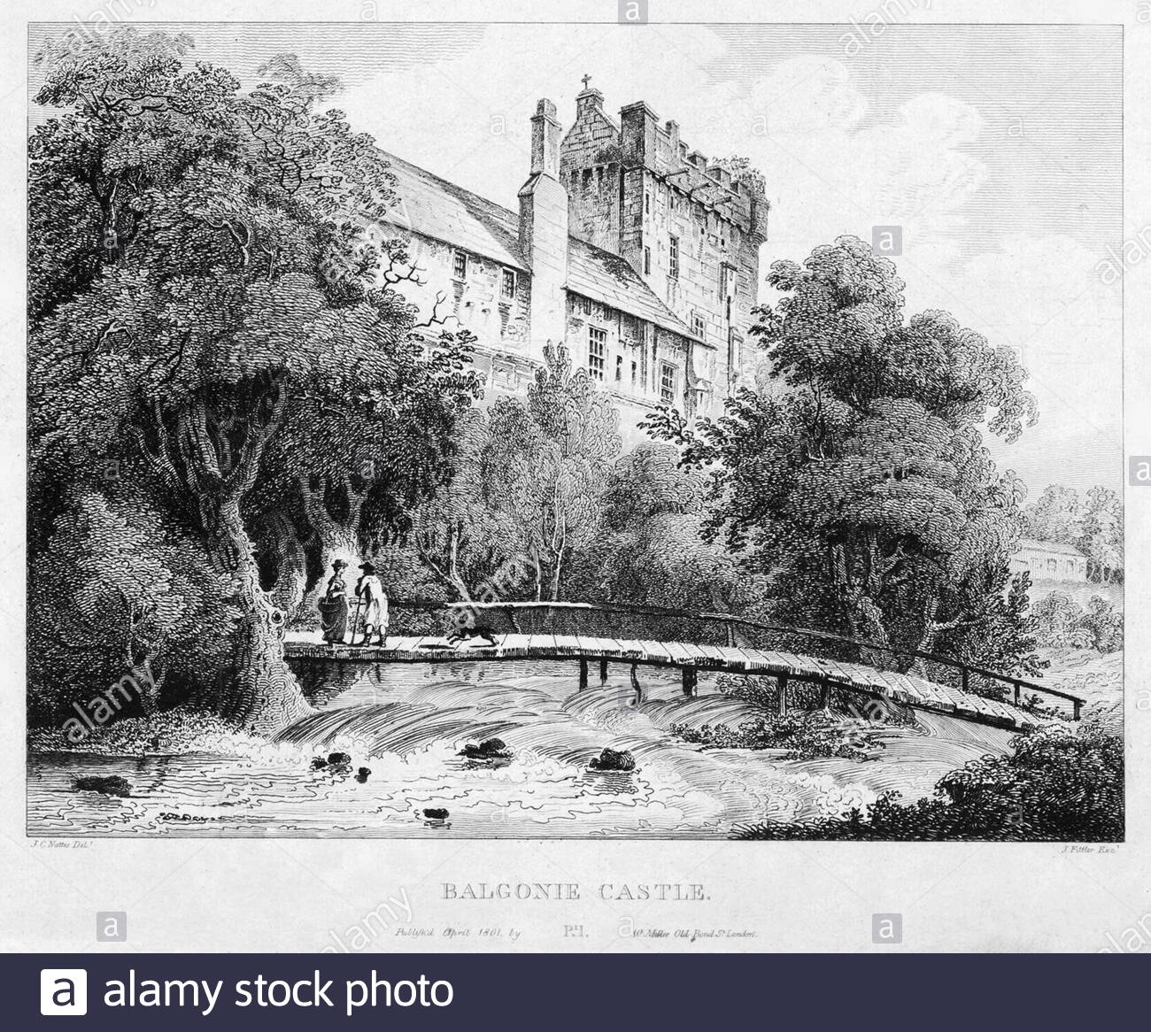 Balgonie Castle, Fife, Schottland, Jahrgangsstich von 1804 Stockfoto