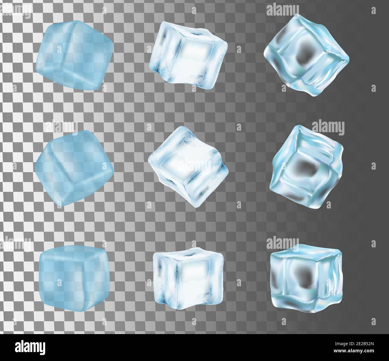 Ice Cube Icon Set Vektor realistische Illustration Stock Vektor