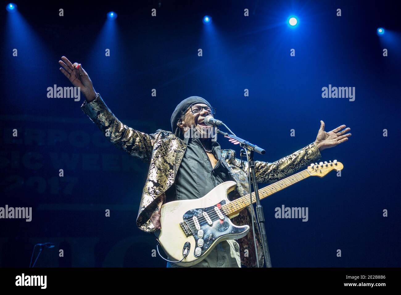 Nile Rodgers live bei der Liverpool Music Week, Liverpool, England, Großbritannien. Stockfoto
