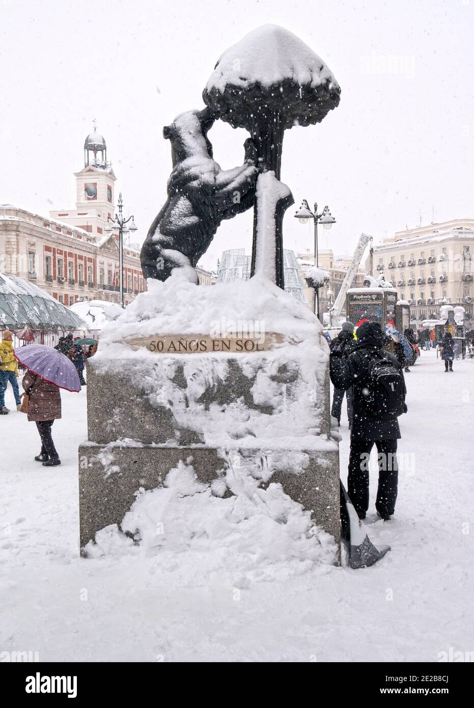 El oso y el madroño en la Puerta del Sol. Madrid. España Stockfoto