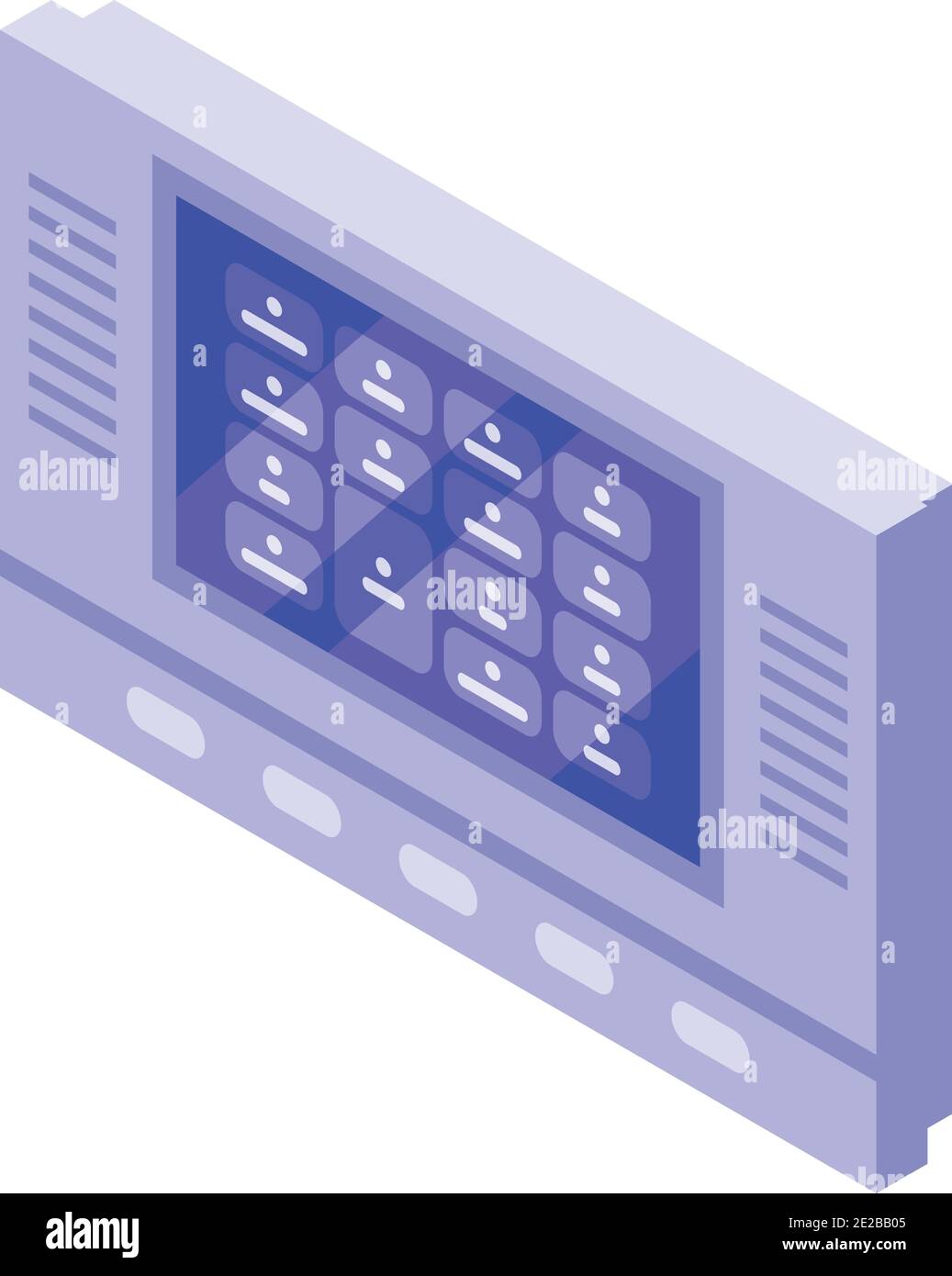 Symbol für die Türverriegelung auf dem Bedienfeld. Isometrisches Vektor-Symbol für Türverriegelung auf dem Bedienfeld für Webdesign auf weißem Hintergrund isoliert Stock Vektor