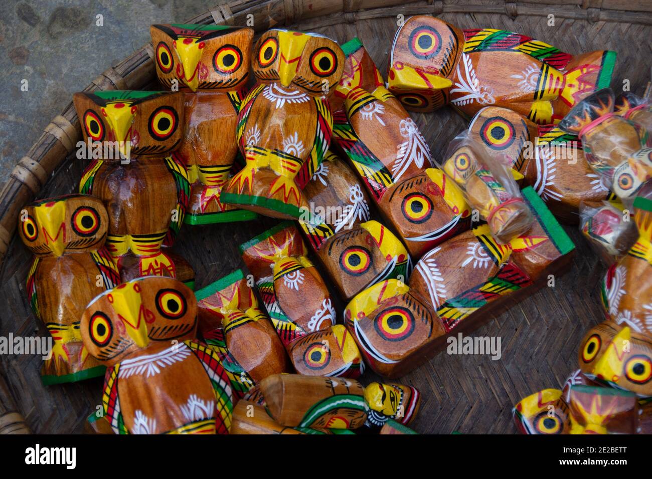 Holzskulptur Kunst von westbengalen.Hüttenindustrie von westbengalen Stockfoto