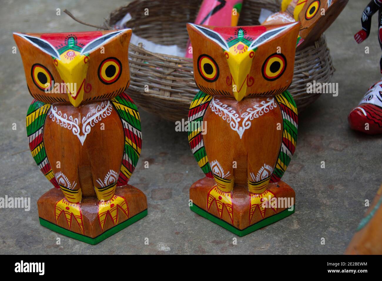 Holzskulptur Kunst von westbengalen.Hüttenindustrie von westbengalen Stockfoto