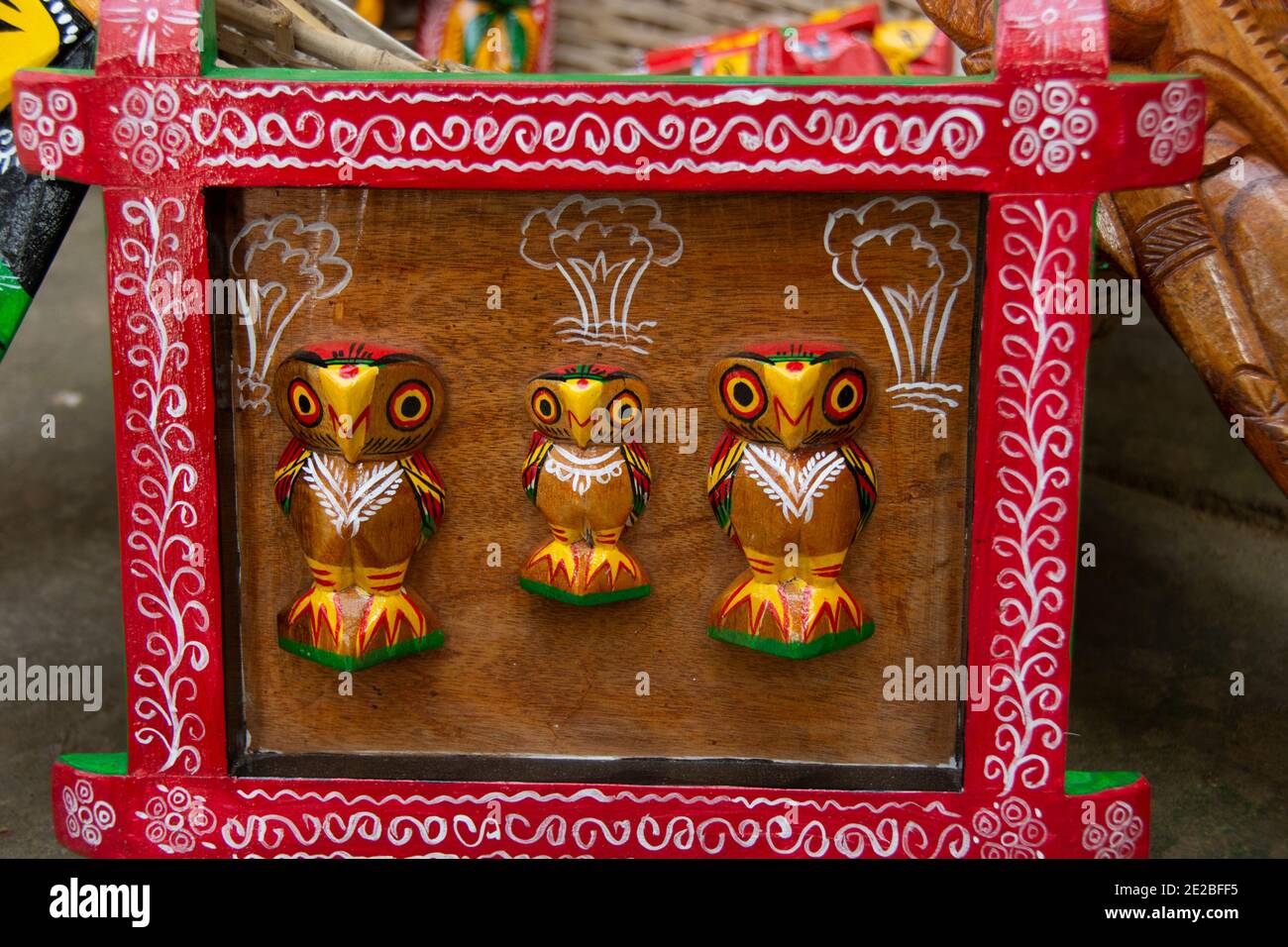 Holzskulptur Kunst von westbengalen.Hüttenindustrie von westbengalen Stockfoto