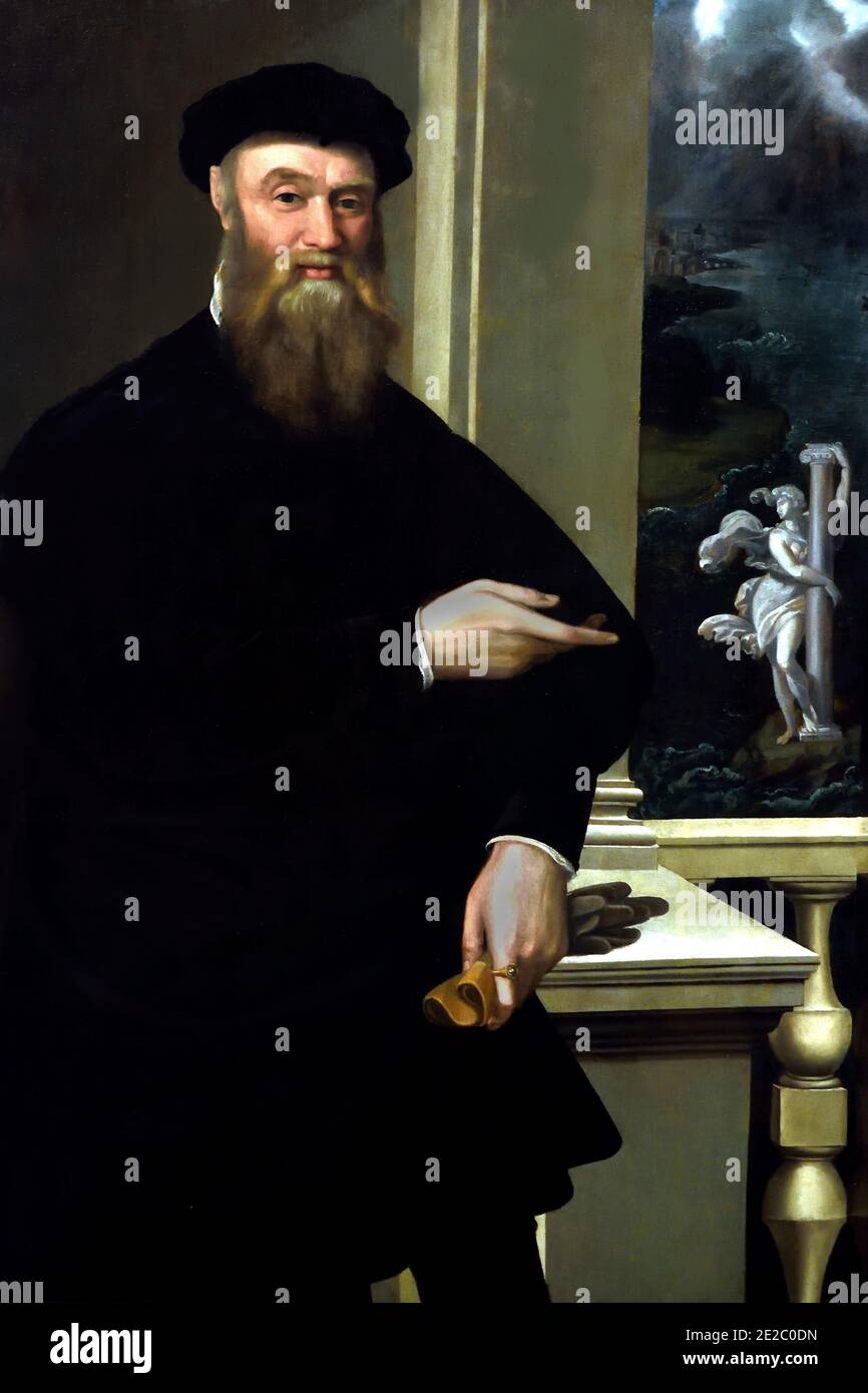 Porträt von Bindo Altoviti Anfang 1550 Jacopino del Conte Florenz 1510 – Rom 1598 Italienisch, Italien, ( Bindo Altoviti (1491-1557) des Hauses Altoviti war einer der einflussreichsten päpstlichen Bankiers seiner Generation ) Stockfoto