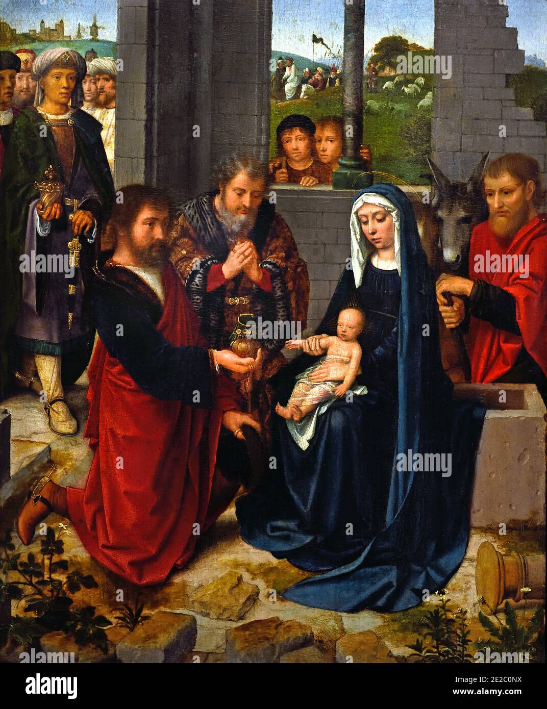 Die Anbetung der Könige 1520 Adriaen Isenbrandt aktiv in Brügge ab 1510 Flämisch-belgisches Belgien Stockfoto