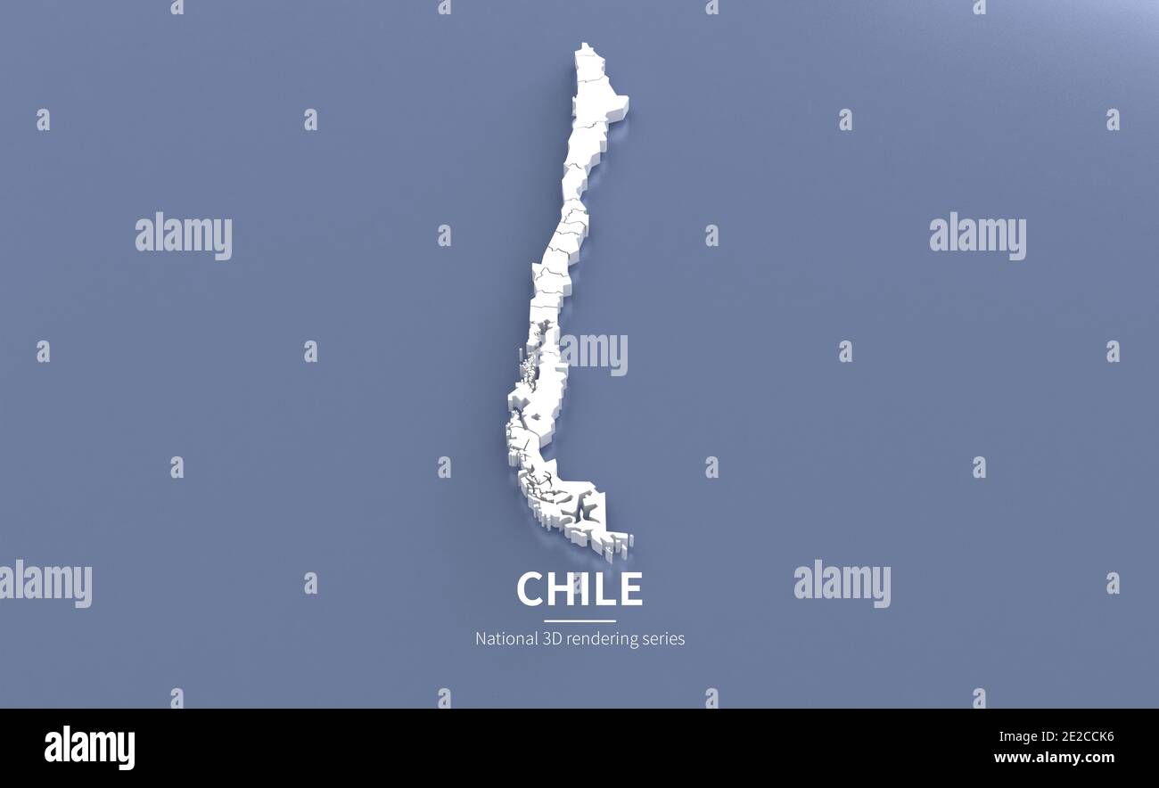 Chile-Karte. 3d-Rendering von Karten von Ländern. Stockfoto