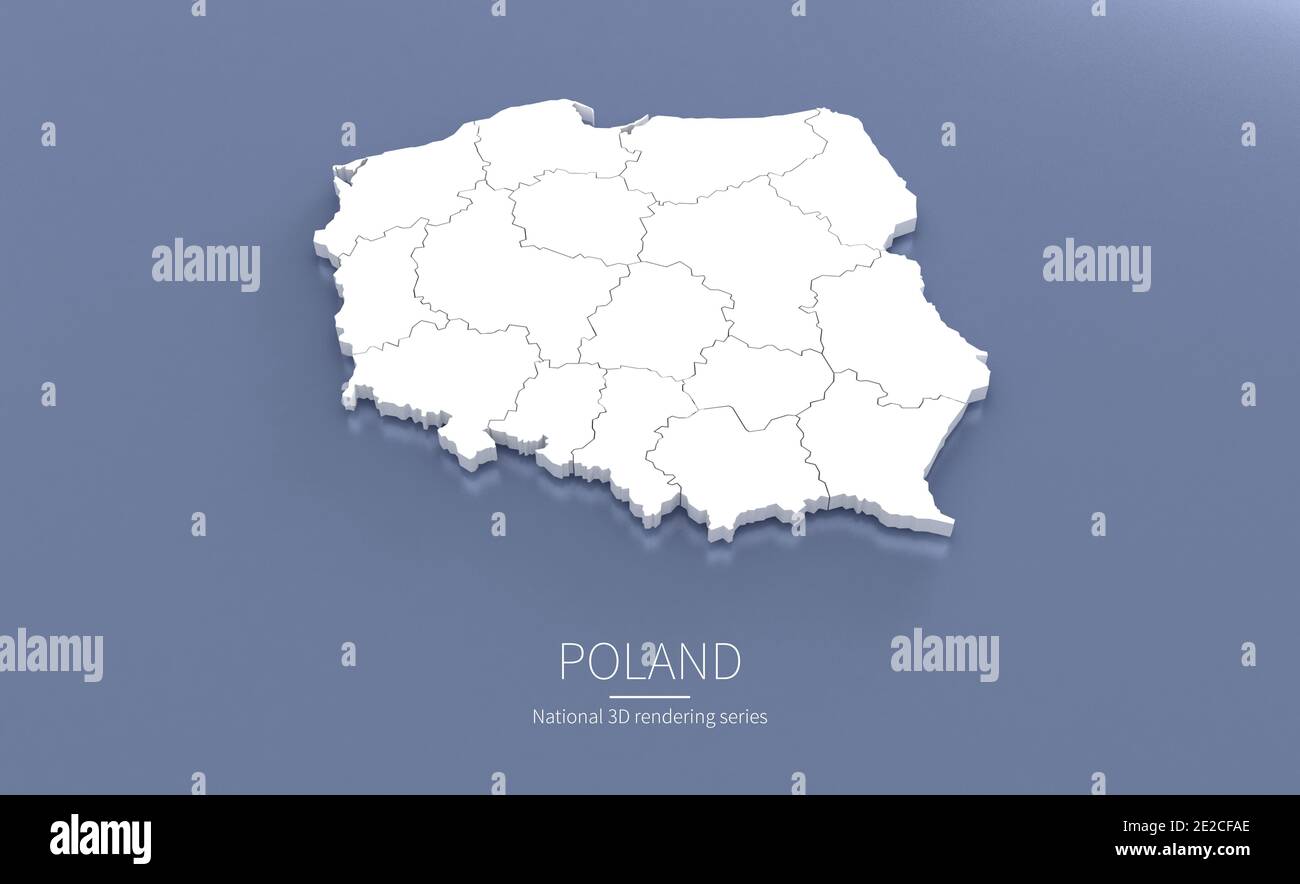 Karte Polen. 3d-Rendering von Karten von Ländern. Stockfoto Karte Polen. 3d-Rendering von Karten von Ländern. Stockfoto