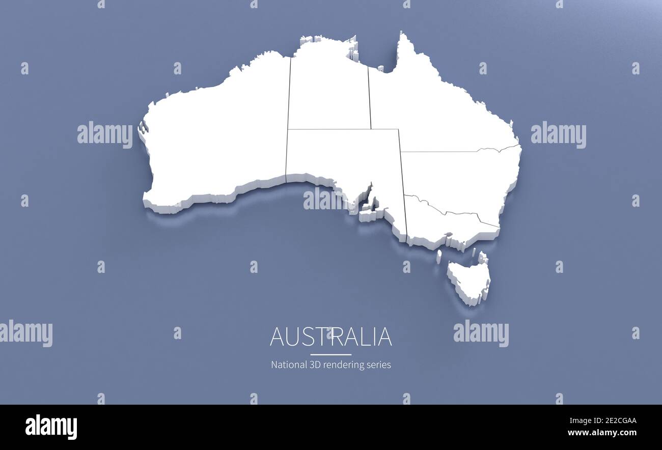 Australien-Karte. 3d-Rendering von Karten von Ländern. Stockfoto