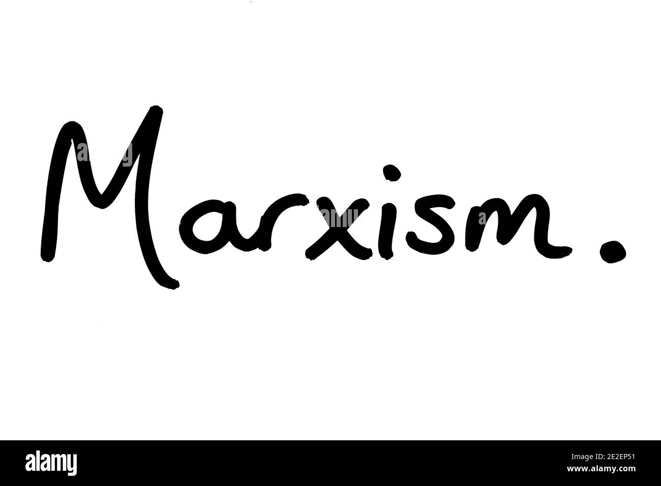 Das Wort Marxismus, handgeschrieben auf weißem Hintergrund. Stockfoto