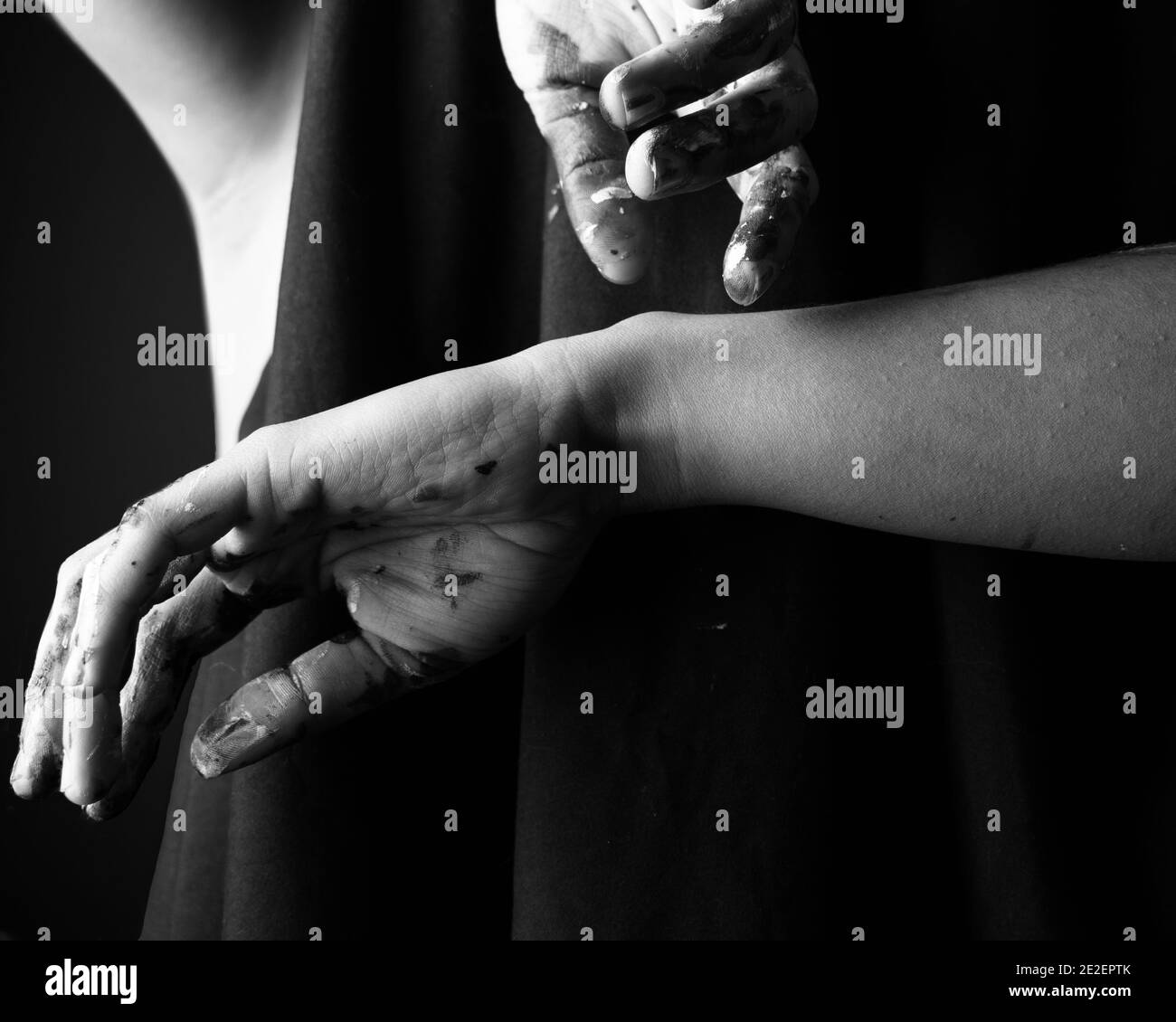Schöne und anmutige schwarz-weiße Hand Porträt Stockfoto