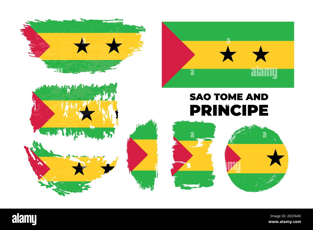 Künstlerische grungy Aquarell Pinsel Flagge von Sao Tome und Principe Land. Stock Vektor