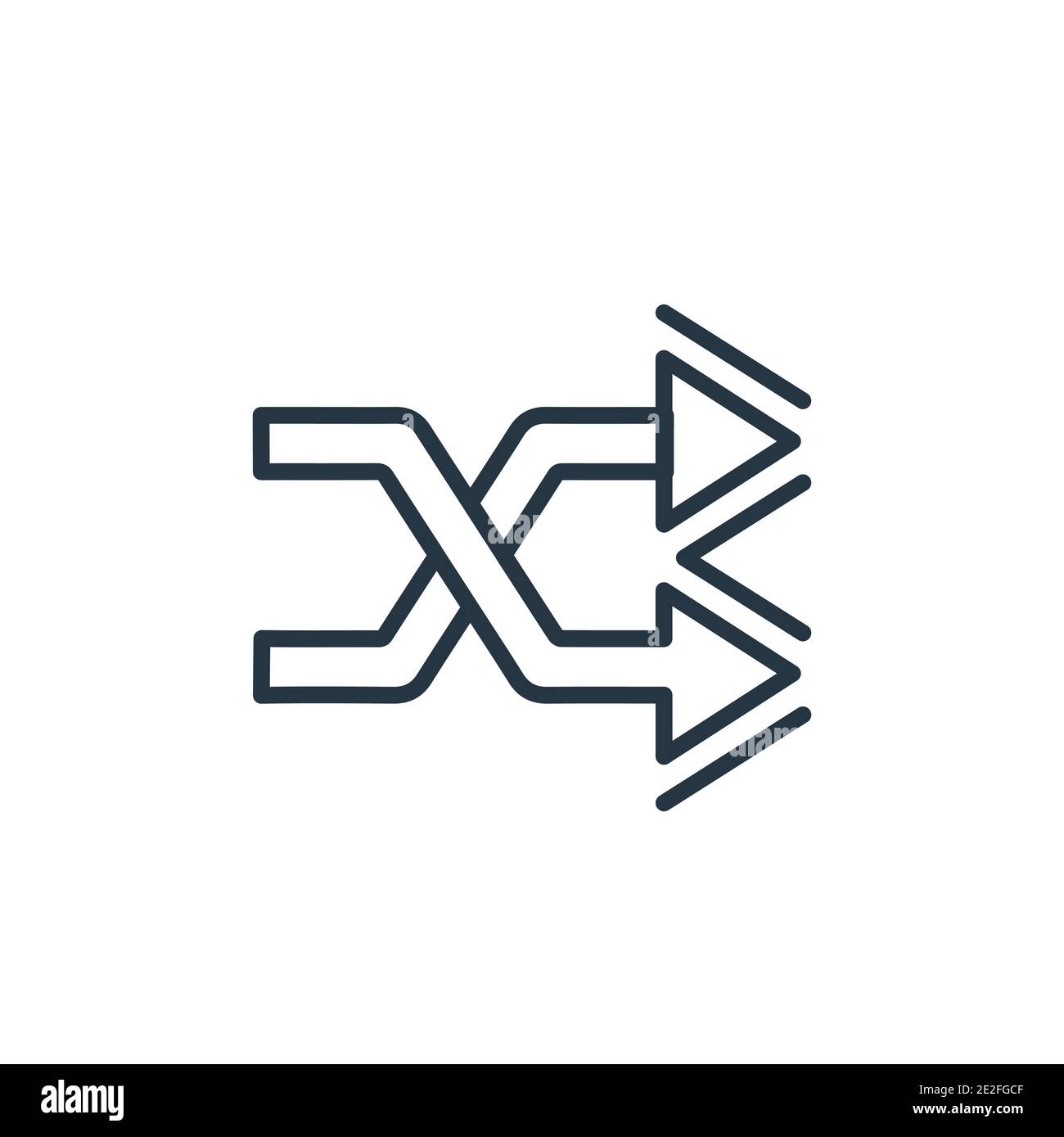 Zufallswiedergabepfeile Umrissvektorsymbol. Dünne Linie schwarze Shuffle Pfeile Symbol, flache Vektor einfache Element Illustration von editierbaren Pfeilen Konzept isoliert Stock Vektor