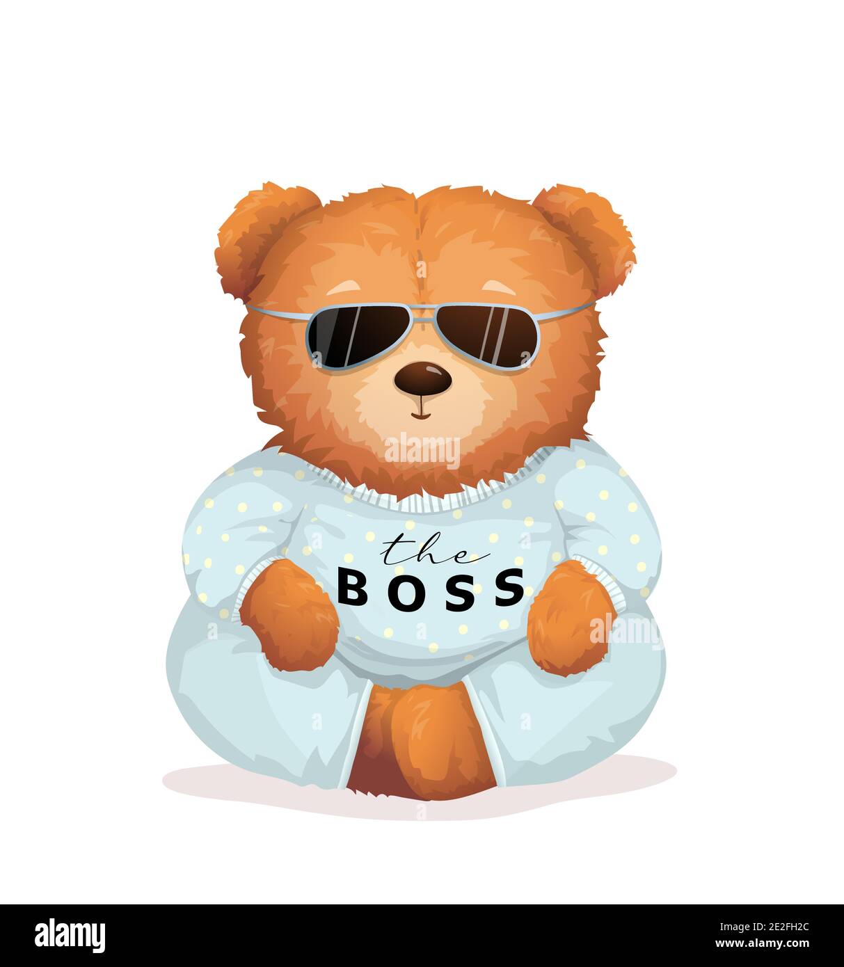 Cool Teddybär in Sonnenbrille Bossy Look Fun Print Stock Vektor
