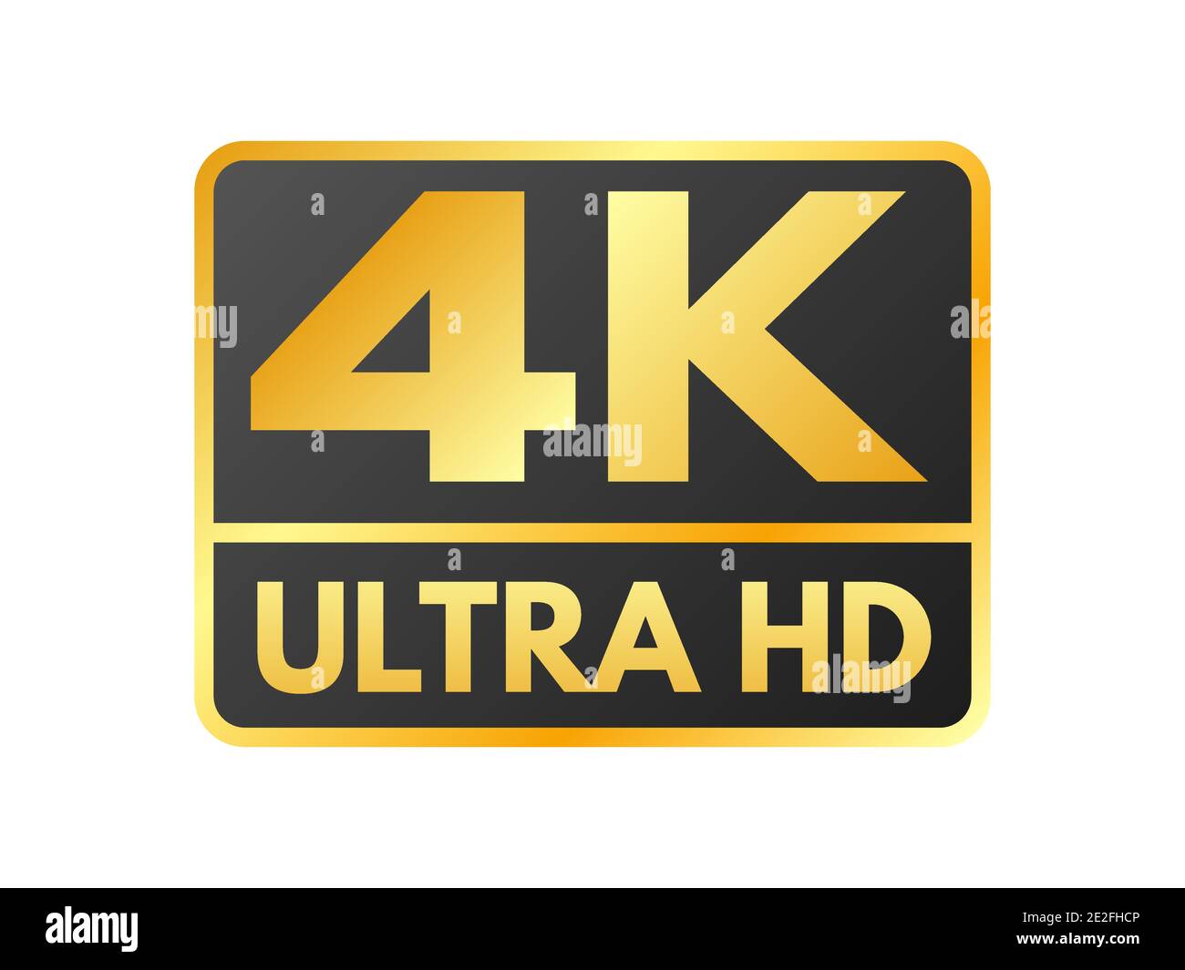 4K Ultra HD-Symbol auf weißem Hintergrund. High Definition-Label. Goldenes UHD-Symbol. Farbmarkierung mit einer Auflösung von 4K. UHD 2160p-Videosymbol isoliert. Vektor Stock Vektor