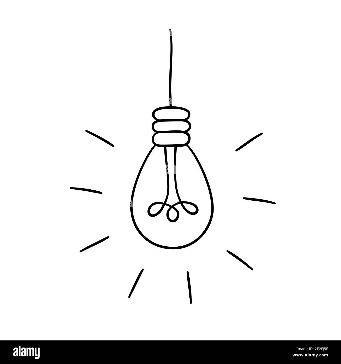 Handgezeichneter Vektor-Satz von Glühlampen. Kollektion von Loft-Lampen im Doodle-Stil. Stock Vektor