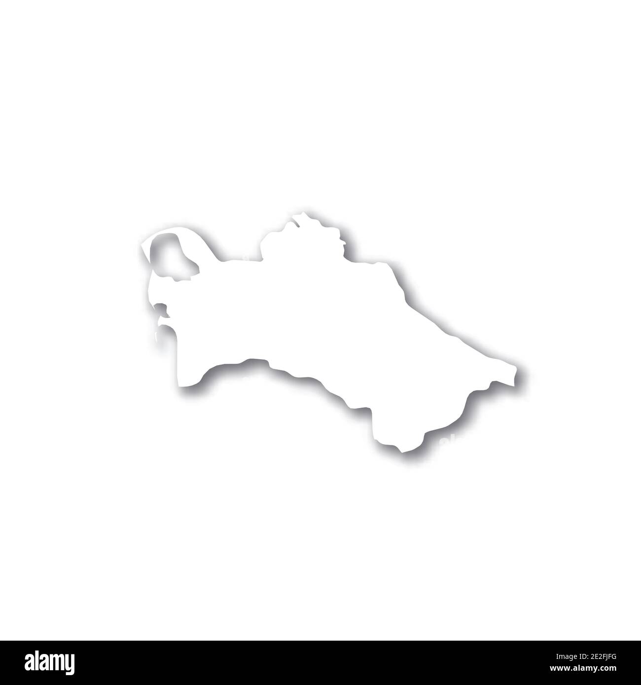 Turkmenistan - weiße 3D Silhouette Karte des Landes mit Schatten auf weißem Hintergrund. Einfache flache Vektordarstellung. Stock Vektor